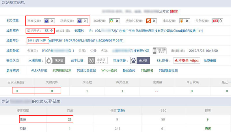 网站SEO数据情况